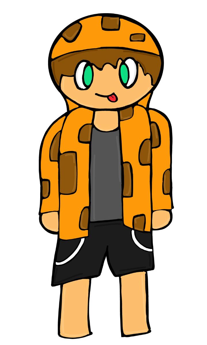drawing of my friend Dom (FKA Sparky)'s Minecraft skin. my first digital drawing! it was drawn on Picsart with one layer because i didn't know how layers worked