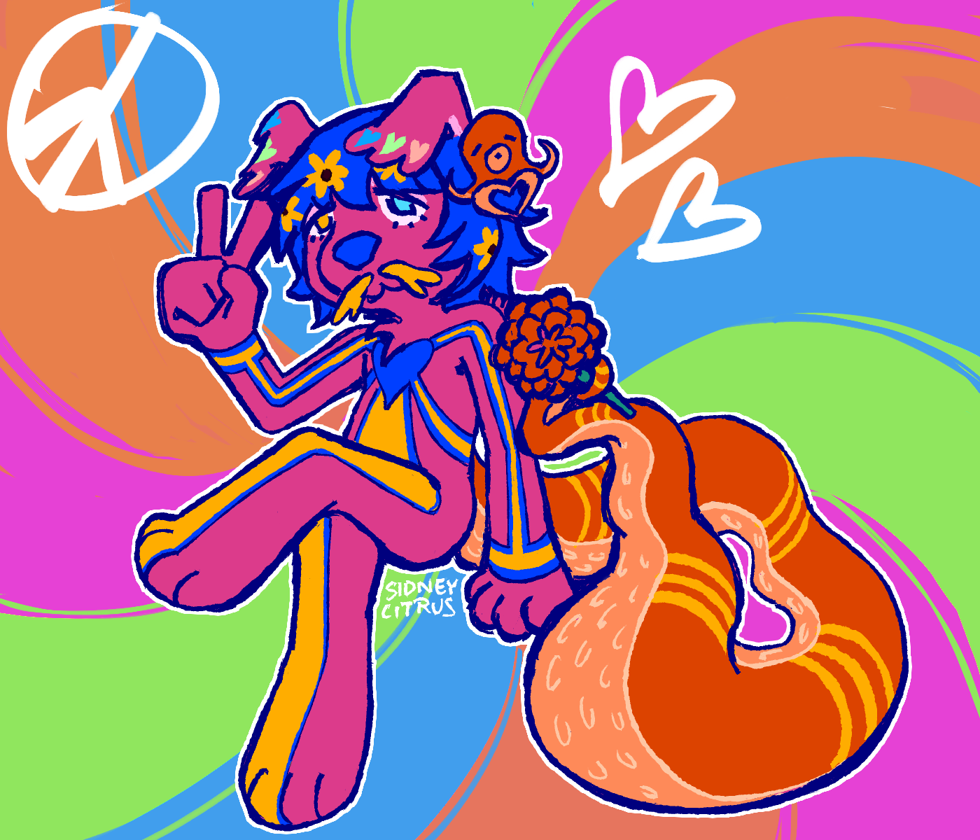 ArtFight attack for SephTheRoth of her character, marigold garden