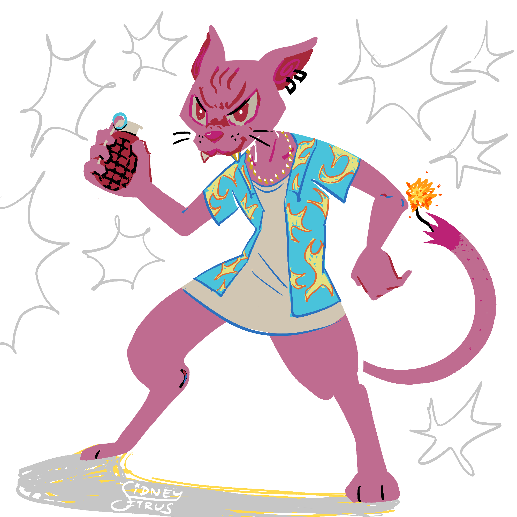 ArtFight attack for STUFFEDCRUST of her character, Okaga